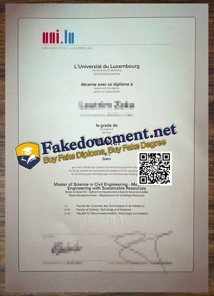 purchase realistic University du Luxembourg diploma