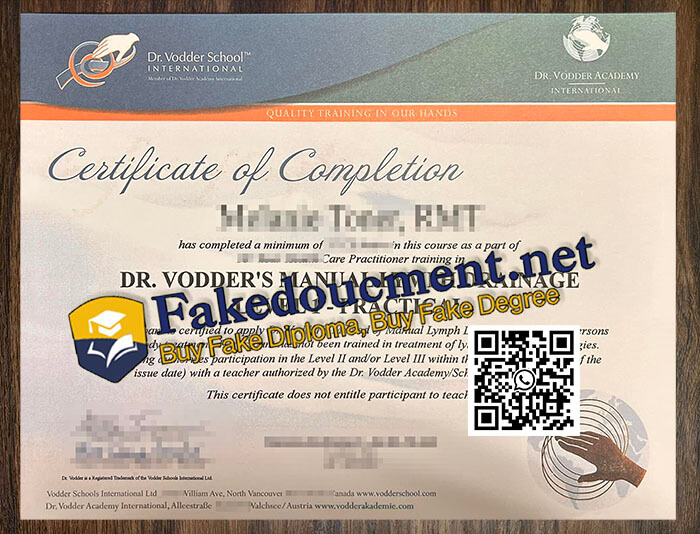 purchase realistic Vodder School International certificate