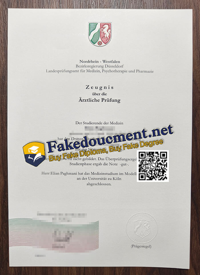 purchase realistic Nordrhein Westfalen Zeugnis Ärztliche Prüfung